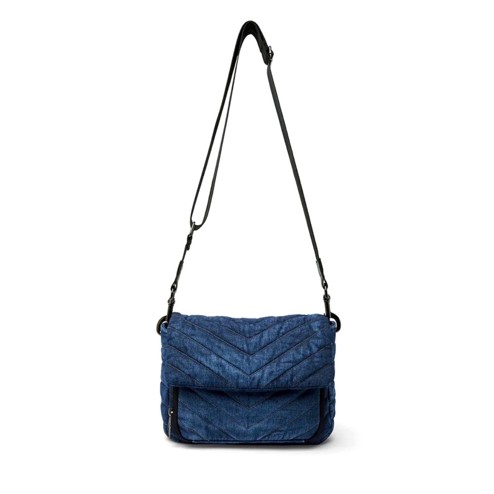 Think Royln The Muse Quilted Stone Washed Denim Travel Crossbody Bag